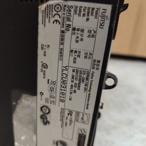 Fujitsu PC desktop used, 6GB RAM, 500GB hard drive, power supply issue
