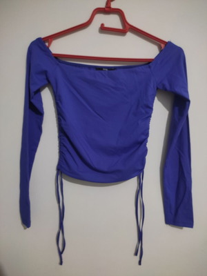 Bershka Blue Lycra Short Blouse Like New Size XS