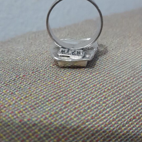 Ring with agate stone, new, sterling silver artisan vintage