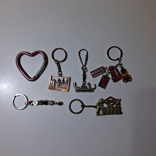 Keychains from various countries used, set