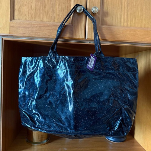 Large plastic bag with glitter new, black handbag