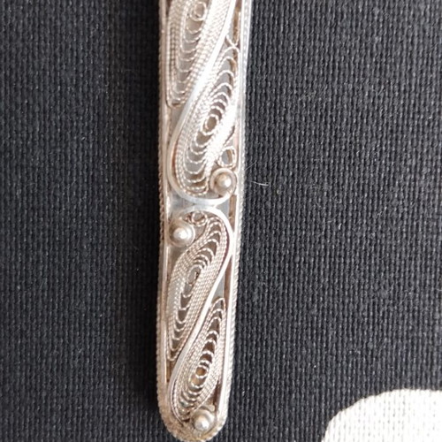 Vintage silver tie clip handmade filigree, like new