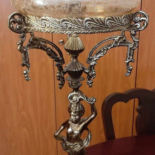 Two vintage metal table lamps