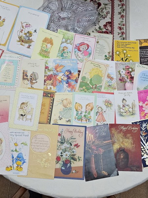 Vintage greeting cards used, collection of 47 pieces