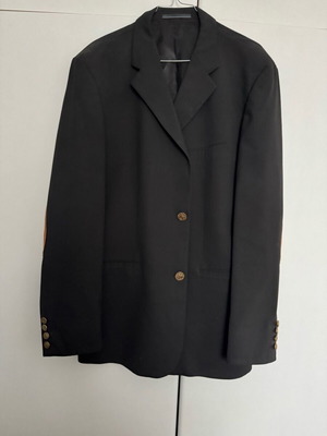 Blazer 4YOU collection stretch black with brown elbow patches and gold buttons like new