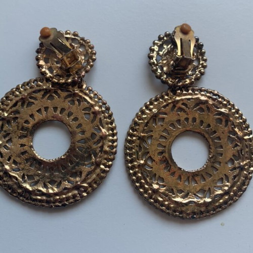 Vintage boho earrings used, statement jewelry