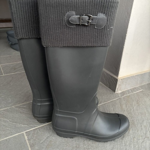 Gray rain boots like new, size 38, 45 cm height