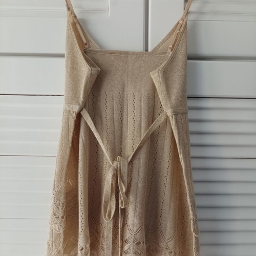 Stradivarius gold knitted top with straps and back tie