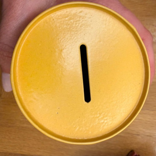 Adventure Fund metal piggy bank yellow new