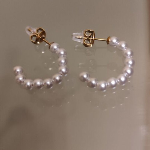Earrings hoops with pearls stainless steel new