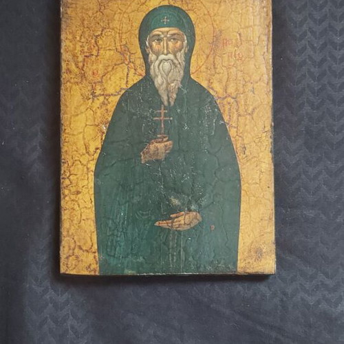 Saint Patapios image used, old paper 10x14