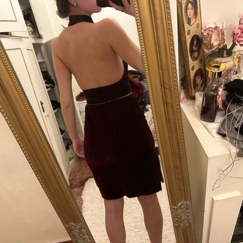 Velvet set used burgundy with skirt slit