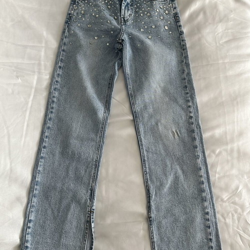 Jeans with rhinestones like new, size XS 34 6, blue and silver