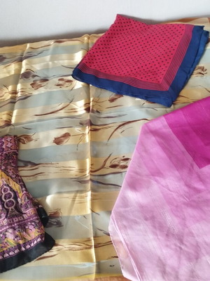 Συλλογή 4 πολυτελή φουλάρια και εσάρπες καινούργια, πολύχρωμα