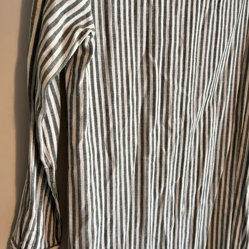 Striped Long Shirt Dress size L like new, white and dark green