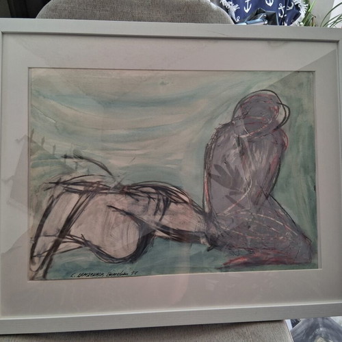 Painting "Gymna" framed 40×50cm, signed