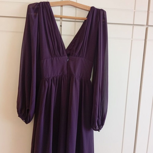 Asos dress new, purple, size small with deep neckline and sheer sleeves