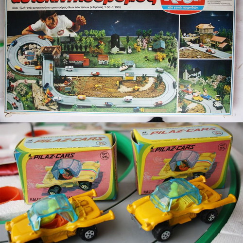 KB Vasileiadis racetrack new with 2 Polfi Toys Pilaz toy cars
