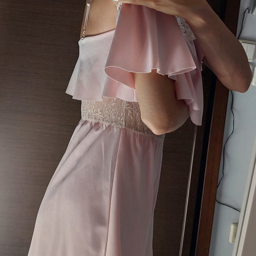 Romantic pink one-piece shorts like new with lace and ruffles