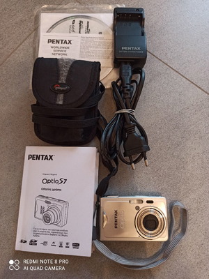 Φωτογραφική μηχανή Pentax Optio S7 μεταχειρισμένη με καλώδιο φόρτισης και θήκη Lowepro