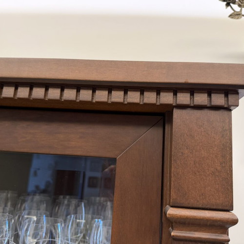 Living room showcase cabinet, solid walnut wood, classic design