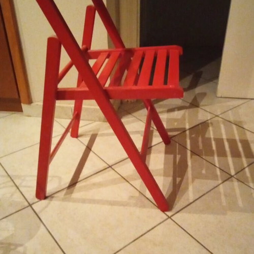 Folding wooden chairs like new, red, set of 2