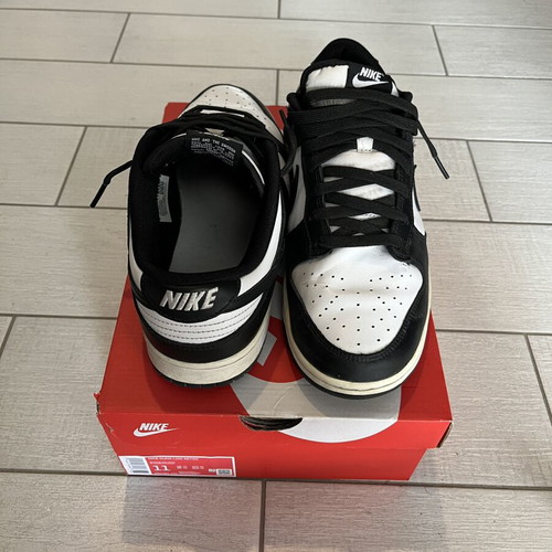 Nike Panda Dunks Low sneakers, size 45, black and white