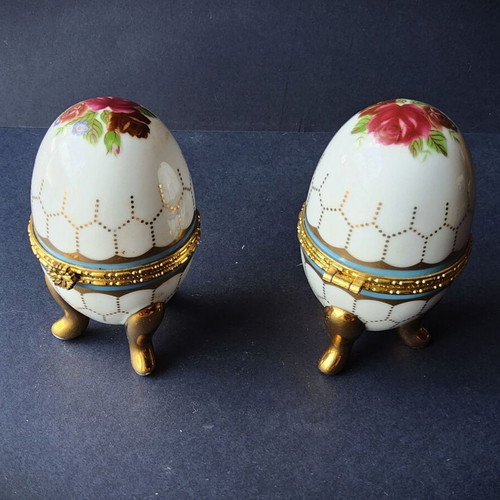 Limoges porcelain egg set vintage, used, 2 pieces