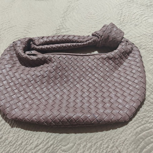 Lilac Woven Faux Leather Slouchy Hobo Bag Jodie Style knot detail