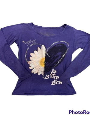 Desigual τοπ με καρδιά και παγιέτες μέγεθος Small μεταχειρισμένο, μωβ