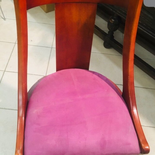 Varagkis Chair 1991 like new, beech wood, suede seat by Designers Guild