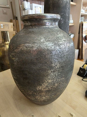 Metal vase bombe silver antique new 26x26x36 cm
