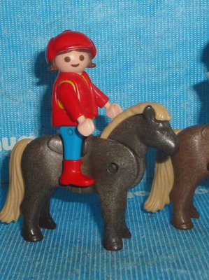 Playmobil set with 3 small ponies and 3 children like new