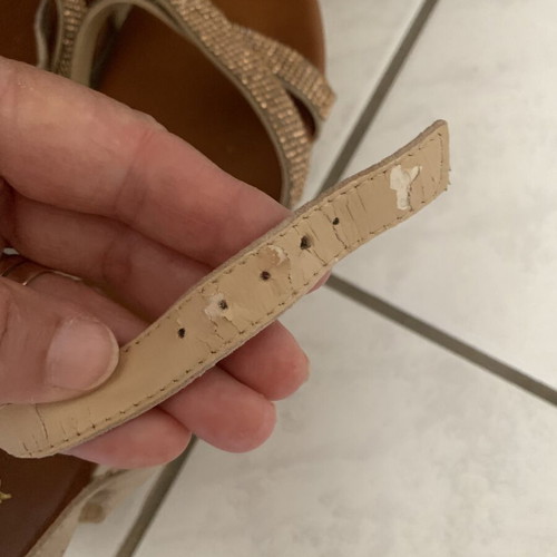 Seven platform sandals with pink-beige rhinestones, size 40
