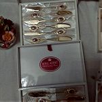  Επίχρυσο σετ μαχαιροπήρουνα γλυκού-φρούτου , δοδεκαδες , Royal Albert "old country roses" Japan 1992