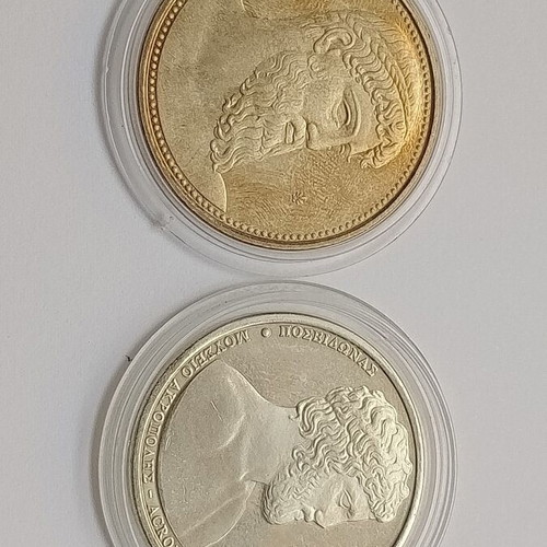 Commemorative Greek medals used, set of 2