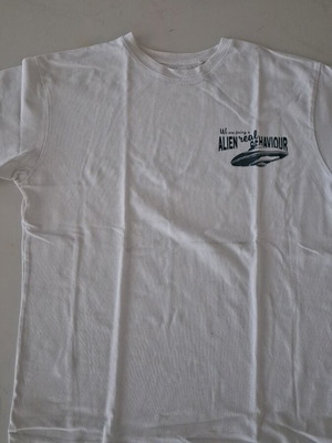 Pull & Bear men's white T-shirt with green print, size M