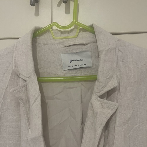 Stradivarius linen jacket women's used, beige, size M