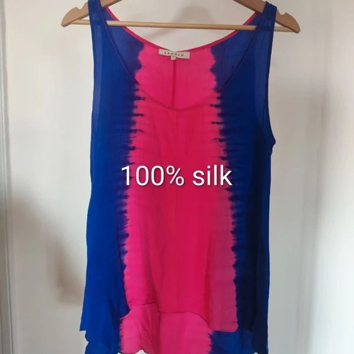 Sandro silk blouse pink and blue size S new
