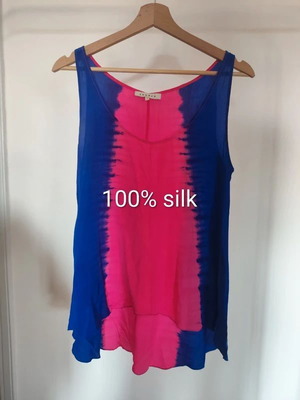 Sandro silk blouse pink and blue size S new