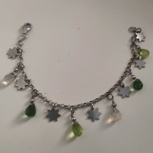 Silver 925 bracelet like new with zircon and dangling stars
