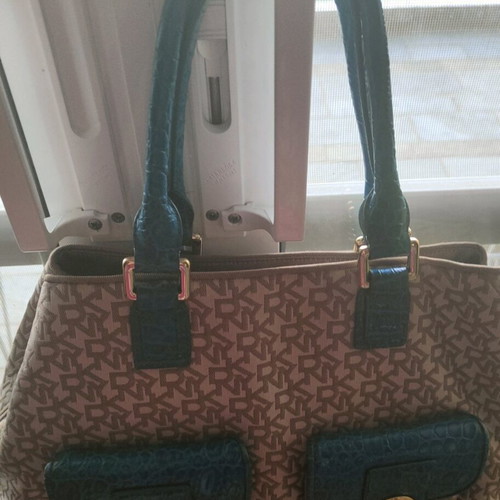 DINKY handbag like new, beige and turquoise