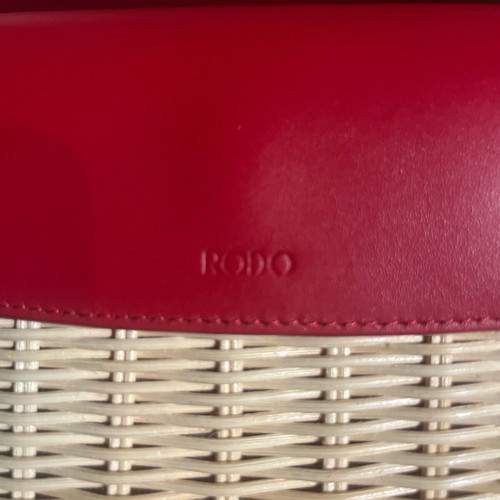 Goldie Rodo Wicker Shoulder Bag new, red and beige leather