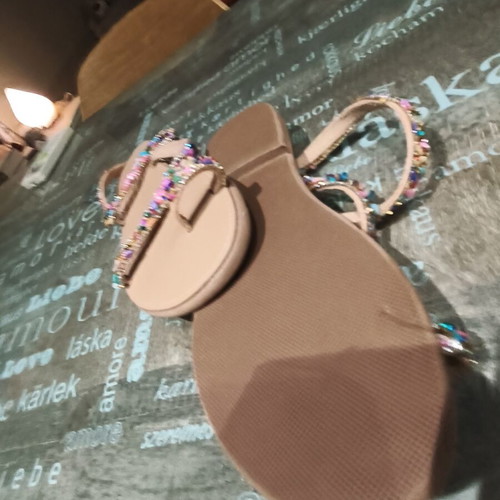Handmade sandals like new with colorful beads and unique lacing