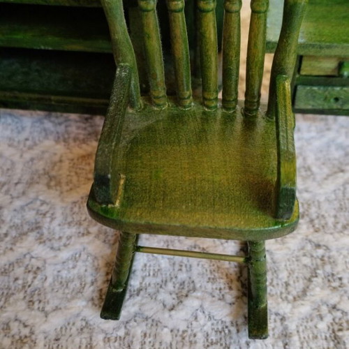 Wooden dollhouse furniture used with velvet fabric