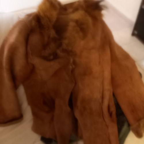 Suede coat with fur lining new, gold color, size L