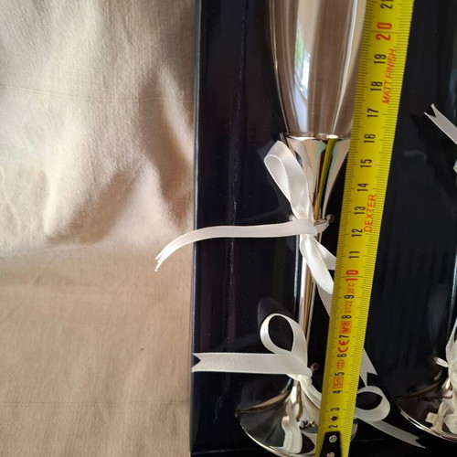 Champagne glasses new, pair with elegant neck design