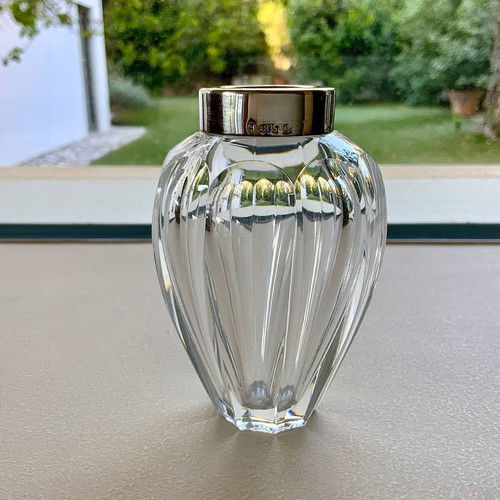 Crystal Miniature Vase with Silver Rim 835 like new