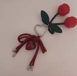 Eco-leather Cherry & Heart keychain with detachable elements