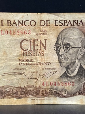 1970 Spain 100 Pesetas used banknote